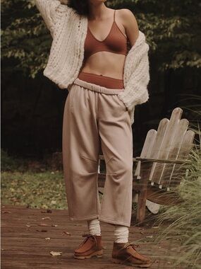 Cozy Wide-Leg Lounge Pants in Light Taupe